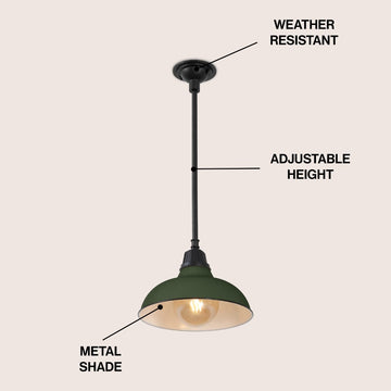 Jasper 12.25" Farmhouse Industrial Indoor/Outdoor Iron LED Pendant